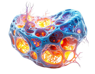 Bioluminescent, organic, cellular structure pulsing with internal light