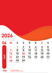  Calendar June 2026 design concept