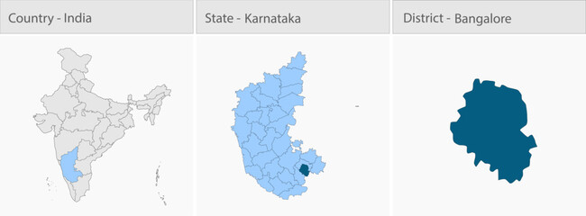 Bangalore_Map_vector detailed map illustration graphic for educational reference, geographic visualization, design layouts, presentations, digital med © @5pixel