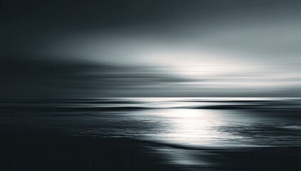 Abstract, moody seascape with blurred motion of water and sky