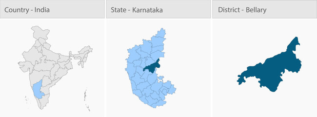 Fototapeta premium Bellary_Map_vector detailed map illustration graphic for educational reference, geographic visualization, design layouts, presentations, digital media