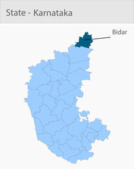 Obraz premium Bidar-Karnataka_Map detailed map illustration graphic for educational reference, geographic visualization, design layouts, presentations, digital medi