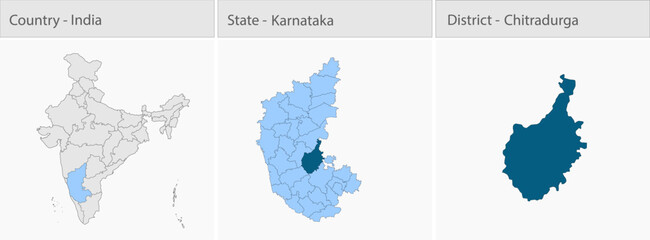Fototapeta premium Chitradurga_Map_vector detailed map illustration graphic for educational reference, geographic visualization, design layouts, presentations, digital m