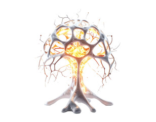 Bioluminescent, organic, abstract structure radiating energy