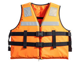Bright orange safety vest with reflective strips and adjustable straps