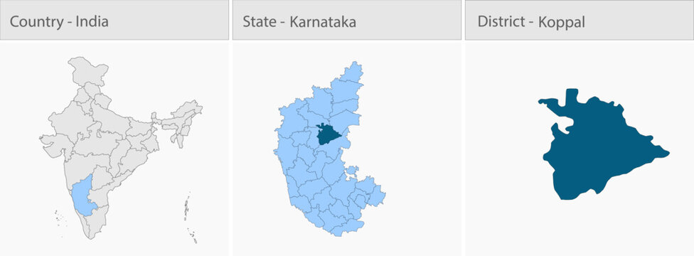 Koppal_Map_vector detailed map illustration graphic for educational reference, geographic visualization, design layouts, presentations, digital media