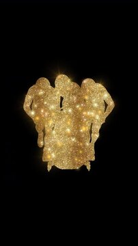 Luxury four-man bobsleigh with golden glitter, alpha channel