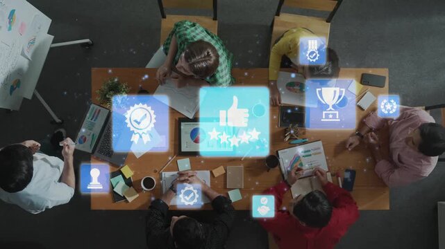 Quality approval and certification icons showing verified badge, standard check, award, trophy, inspection, rating, quality management, guarantee, trust, and compliance. Funnel