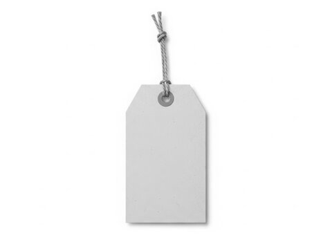 Simple white tag hanging by string