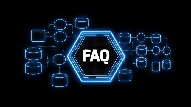 Frequently Asked Questions concept with FAQ text and business icons in a circular diagram answers, customer support knowledge base and service clarity concept