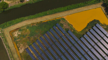 Fototapeta premium Outdoor solar panels, solar cell installation on the roof of the carport, energy-saving solar power generation plan.(PHOTO) 