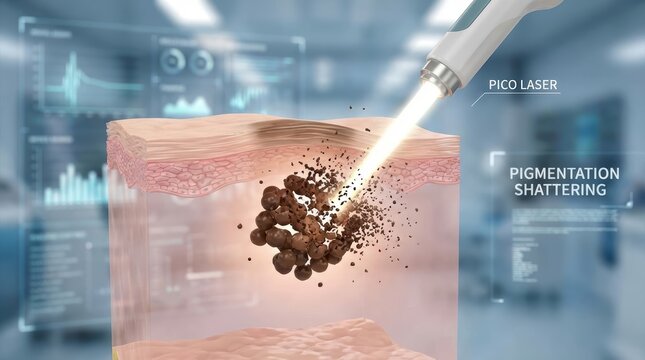 Laser Treatment Shattering Pigmentation In Skin Layer Medical Procedure