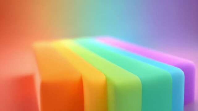 Abstract rainbow colored block design with gradient background