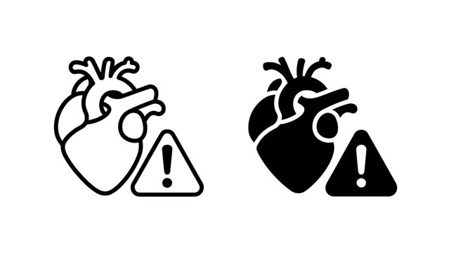Heart Health Warning Symbols Medical Alert Icons Set