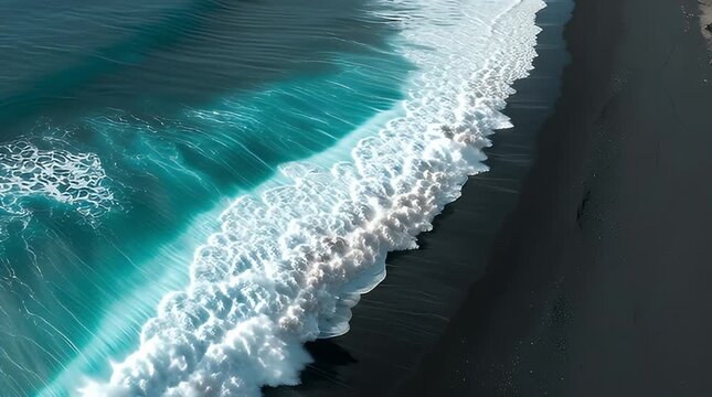 Aerial View of Ocean Waves Crashing.