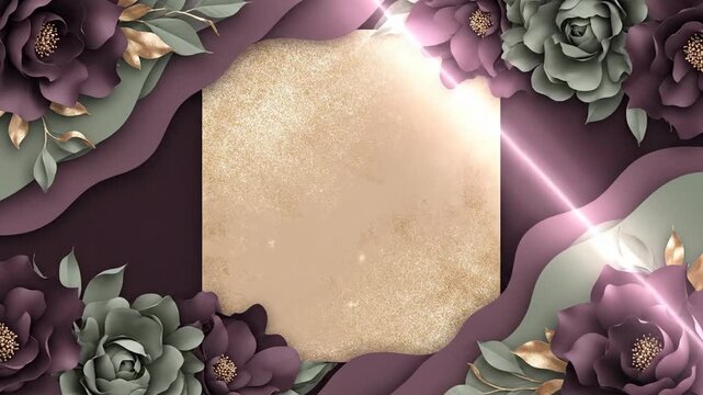 Elegant Floral Frame With Glowing Centerpiece Montage.