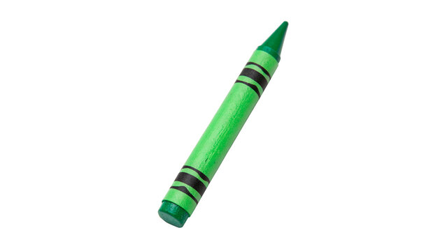 green crayon for drawing and coloring isolated on transparent background cut out
