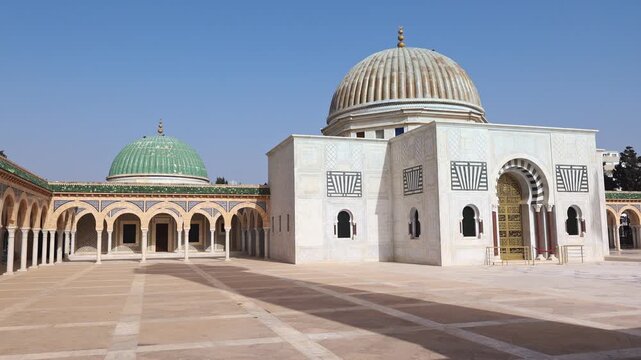 Mausoleum of Habib Bourgiba, first President of the Republic of Tunisia. Monastir. High quality 4k footage