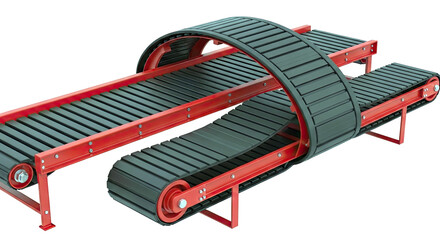 Industrial Conveyor Belt System with Red Frame