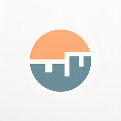 Fototapeta premium Abstract city sunset logo combining urban skyline and warm tones, symbolizing lifestyle, property, travel, and modern city living. Ideal for real estate or creative brands.