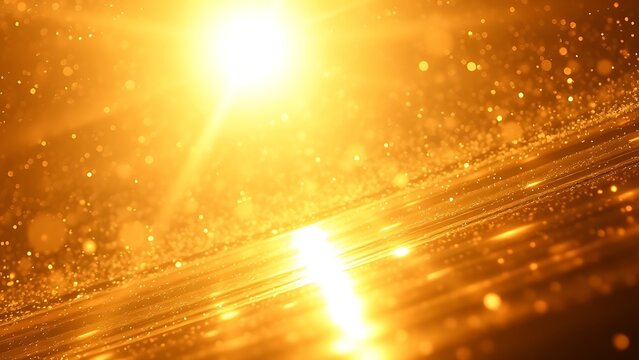 Thin metal sheets lifted by celestial golden photonic winds in space.