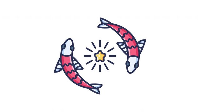 Pisces Animated Icon. Seamless Looping