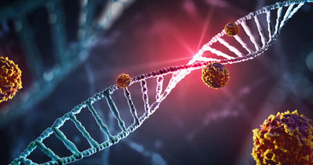 DNA-Helix  mit Viruszellen