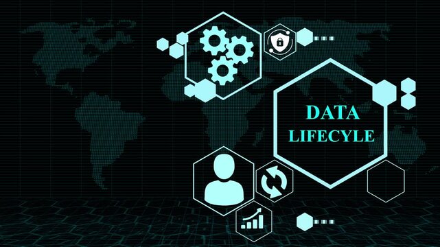 Data lifestyle alignment concept with business icons and global network on dark background