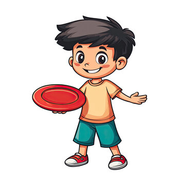 An illustration of a kid holding a frisbee