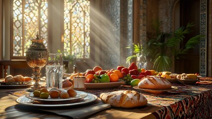 Food and Dessert for party Table setting with Dates Dry Fruits and other nut