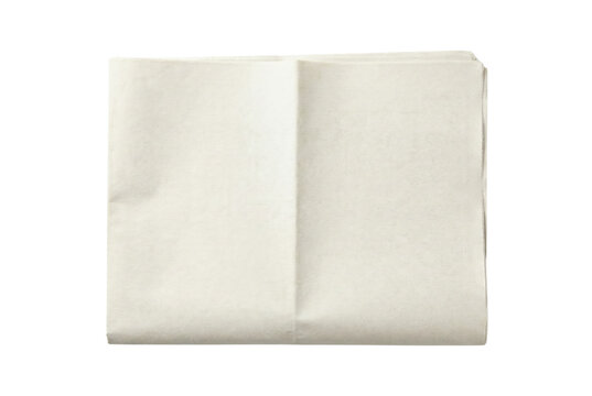 Folded blank newspaper top view isolated. Press layout mockup.