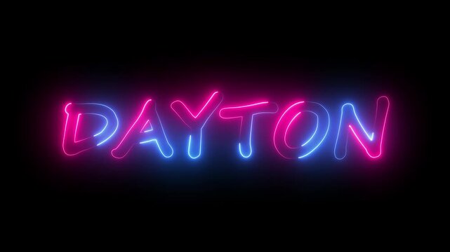flickering neon clayton text animation. neon sign that flickers and glows with CLAYTON