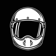 Fototapeta premium Vintage Motorcycle Helmet Illustration on Black Background.