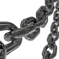 Shiny metallic chain links close-up