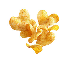 Heart-shaped potato chips floating