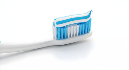 Dental Hygiene Toothbrush with Toothpaste on Bristles Isolated