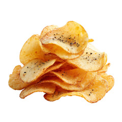 Stack of potato chips with black pepper