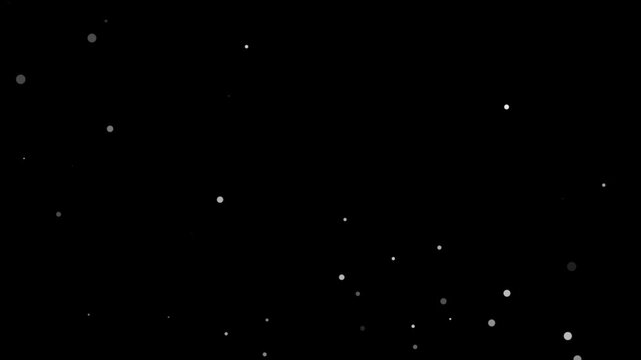 Snow and dust particles flying on a black screen background. Snow Flying Down, abstract overlay effect 4k.