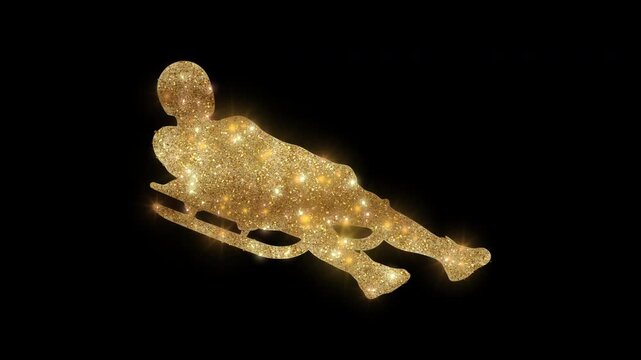 Luxury luger with golden glitter, alpha channel