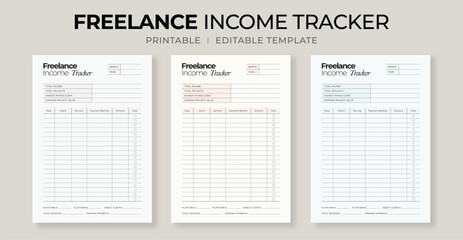 Freelance Income Tracker &ndash; Printable Planner for Tracking Client Payments