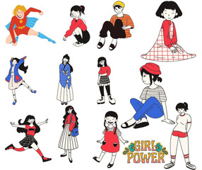 Fototapeta premium vector illustration of a set of cartoon people