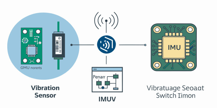 Vibration Sensor and IMU Connection Diagram with Wireless Communication