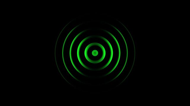 Radio wave looping animation concept on black background. Green radio wave looped motion animation.Technology Radio wave station signal.