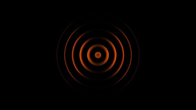 Radio wave looping animation concept on black background. Orange radio wave looped motion animation.Technology Radio wave station signal.