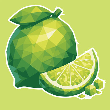 lime with lowpoly art, eps 10 illustration