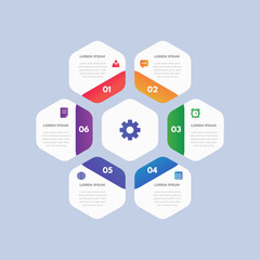 6 Step flower infographic design template