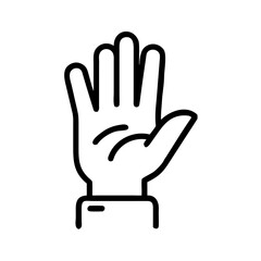 Obraz premium Hand gesture with open palm in outline style 