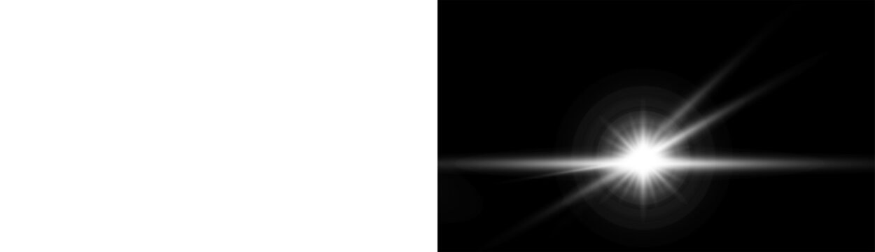 Bright radiant flash star glow beam Light effect sun light with lens flare effect. Overlays sunrays transitions lens flare light leaks and glare in PNG format sunlight special lens flare light effect