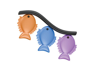 carp lantern icon 3d illustration render