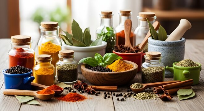 aneka bumbu diatas meja